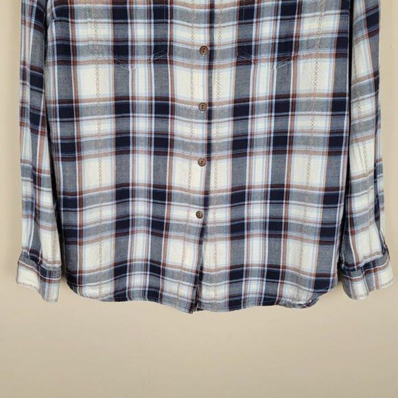 Ariat Size M Real Billie Jean Plaid Long Sleeve Button Up Shirt Blue White - Picture 5 of 12